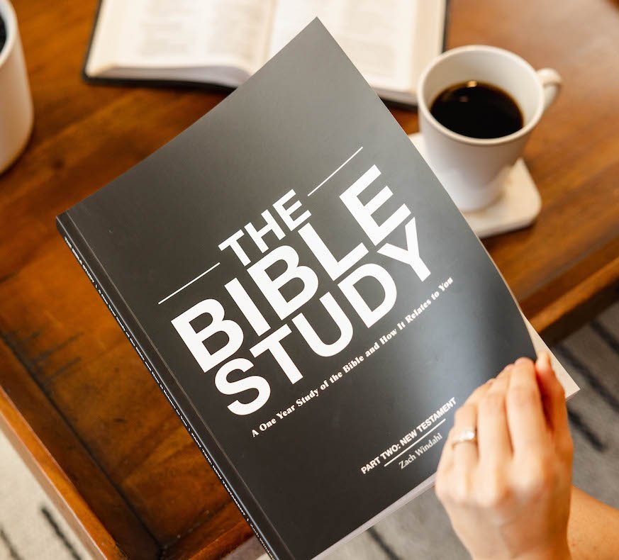 The Bible Study over a coffee table